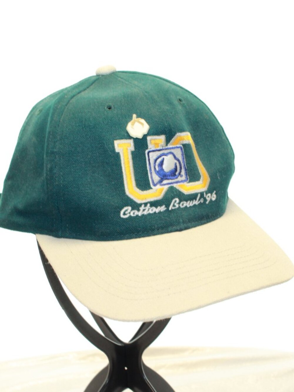 Oregon Ducks Cotton Bowl '96 Green Strapback Hat Signed #4 Pulou Malepeai RB